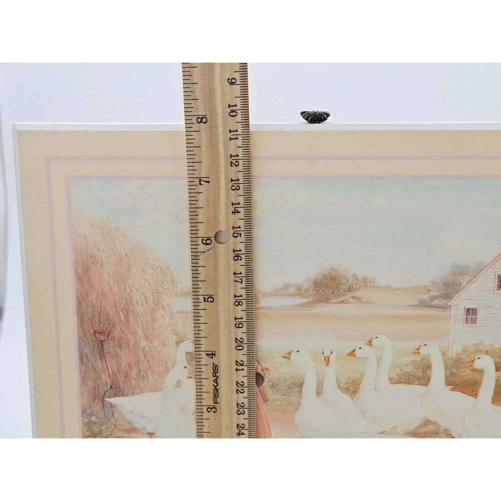 Vintage Jan Handcrafts Laforet‎ Girl with Geese Wood Wall Plaque Country Decor